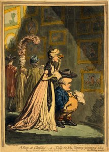 Una mirada a Christies, o Tally-ho y su Nimeney-Pimmeney tomando el paseo matutino, pub. 1796 de James Gillray